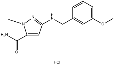 3-[(3-methoxybenzyl)amino]-1-methyl-1H-pyrazole-5-carboxamide 结构式