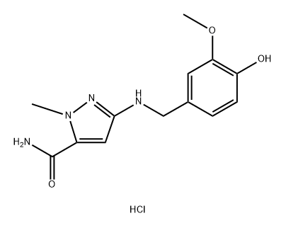 3-[(4-hydroxy-3-methoxybenzyl)amino]-1-methyl-1H-pyrazole-5-carboxamide,1856084-81-5,结构式