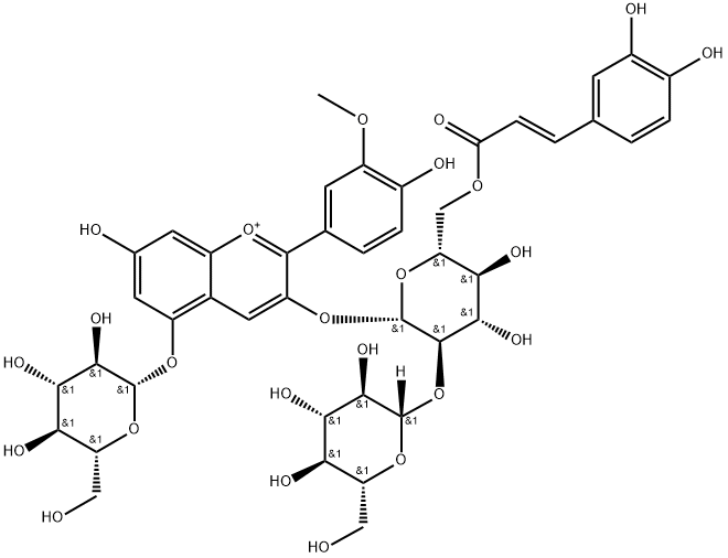 Peonidin-3-O-[6-O-(E)-Caffeoyl Sophoroside]-5-O-β-D-glucoside Struktur