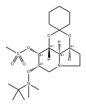 Spirocyclohexane-1,2-1,3dioxino4,5,6-hiindolizin-9-ol, 8-(1,1-dimethylethyl)dimethylsilyloxyoctahydro-, methanesulfonate (ester), 3aS-(3a.alpha.,8.alpha.,9.alpha.,9a.beta.,9b.alpha.)-|
