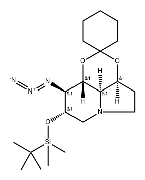 Spirocyclohexane-1,2-1,3dioxino4,5,6-hiindolizine, 9-azido-8-(1,1-dimethylethyl)dimethylsilyloxyoctahydro-, (3aS,8S,9S,9aR,9bR)-,185899-34-7,结构式