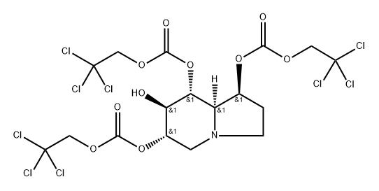 Carbonic acid, octahydro-7-hydroxy-1,6,8-indolizinetriyl tris(2,2,2-trichloroethyl) ester, 1S-(1.alpha.,6.beta.,7.alpha.,8.beta.,8a.beta.)- 化学構造式