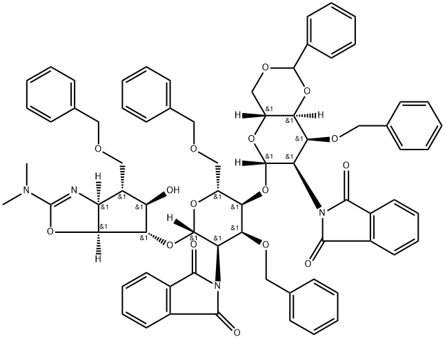 186041-04-3 .beta.-D-Allopyranoside, (3aS,4R,5R,6S,6aS)-2-(dimethylamino)-3a,5,6,6a-tetrahydro-5-hydroxy-4-(phenylmethoxy)methyl-4H-cyclopentoxazol-6-yl 2-deoxy-4-O-2-deoxy-2-(1,3-dihydro-1,3-dioxo-2H-isoindol-2-yl)-3-O-(phenylmethyl)-4,6-O-(phenylmethylene)-.beta.-D