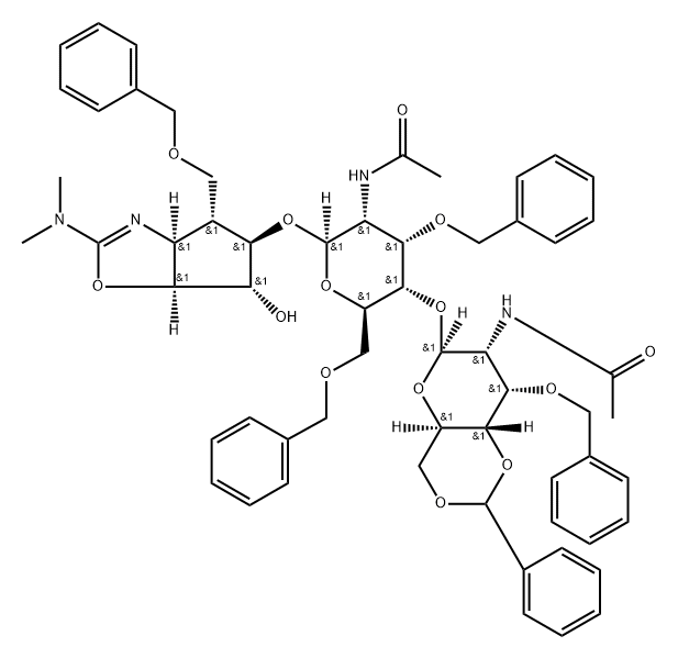 186041-07-6 .beta.-D-Allopyranoside, (3aS,4R,5R,6S,6aS)-2-(dimethylamino)-3a,5,6,6a-tetrahydro-6-hydroxy-4-(phenylmethoxy)methyl-4H-cyclopentoxazol-5-yl 2-(acetylamino)-4-O-2-(acetylamino)-2-deoxy-3-O-(phenylmethyl)-4,6-O-(phenylmethylene)-.beta.-D-allopyranosyl-2-de