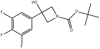 1,1-Dimethylethyl 3-hydroxy-3-(3,4,5-trifluorophenyl)-1-azetidinecarboxylate Struktur