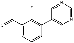 2-fluoro-3-(pyrimidin-5-yl)benzaldehyde Struktur