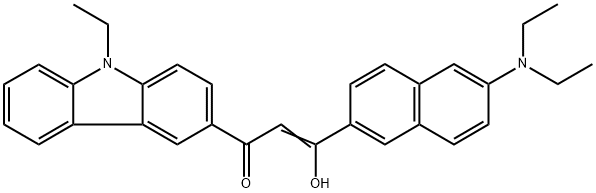 2-Propen-1-one, 3-[6-(diethylamino)-2-naphthalenyl]-1-(9-ethyl-9H-carbazol-3-yl)-3-hydroxy- 化学構造式