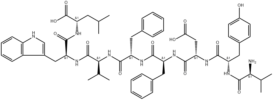 L-Leucine, L-valyl-L-tyrosyl-L-α-aspartyl-L-phenylalanyl-L-phenylalanyl-L-valyl-L-tryptophyl- 化学構造式