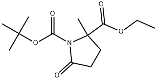 1-(tert-butyl)2-methyl2-methyl-5-oxopyrrolidine-1,2-dicarboxylate 化学構造式