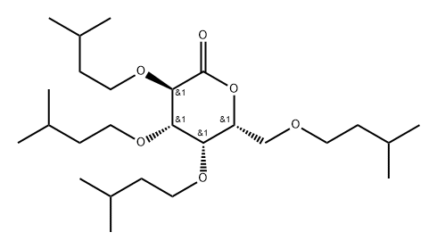 (3R,4S,5S,6R)-3,4,5-Tris-(3-methyl-butoxy)-6-(3-methyl-butoxymethyl)-tetrahydro-pyran-2-one Structure