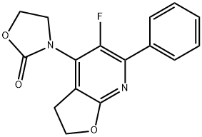3-(5-fluoro-6-phenyl-2,3-dihydrofuro[2,3-b]pyridin-4-yl)oxazolidin-2-one 化学構造式