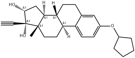 19-Norpregna-1,3,5(10)-trien-20-yne-16,17-diol, 3-(cyclopentyloxy)-, (16α)- Struktur