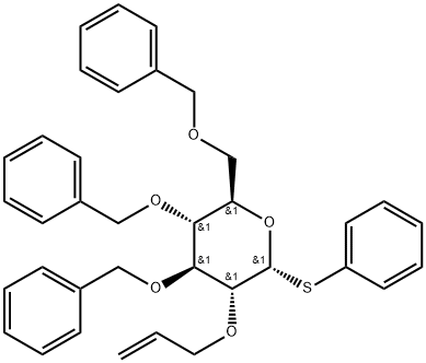 phenyl 2-O-allyl-3,4,6-tri-O-benzyl-1-thio-α-D-glucopyranoside 结构式