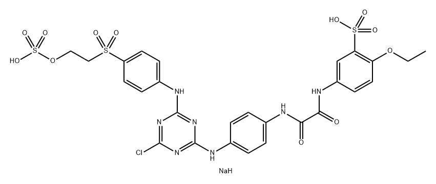 Benzenesulfonic acid, 5-4-4-chloro-6-4-2-(sulfooxy)ethylsulfonylphenylamino-1,3,5-triazin-2-ylaminophenylaminooxoacetylamino-2-ethoxy-, disodium salt Struktur