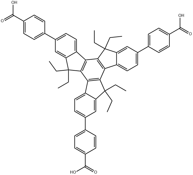 4,4',4''-(5,5,10,10,15,15-hexaethyl-10,15-dihydro-5H-diindeno[1,2-a:1',2'-c]fluorene-2,7,12-triyl)tribenzoic acid Struktur