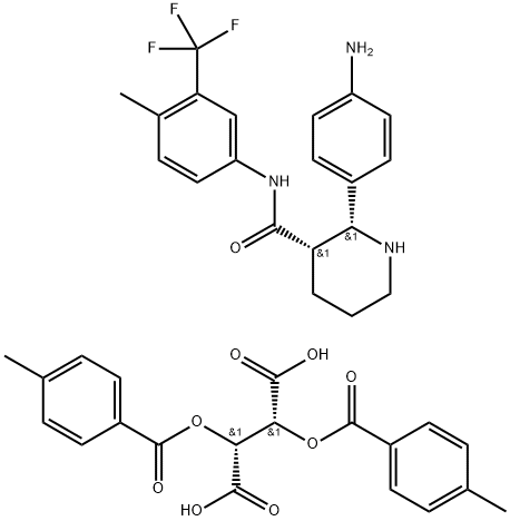 (2R,3S)-2-(4-aminophenyl)-N-[4-methyl-3-(trifluoromethyl)phenyl]piperidine-3-carboxamide (-)-O,O'-di-p-toluoyl-L-tartaric acid salt 结构式