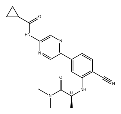 Cyclopropanecarboxamide, N-[5-[4-cyano-3-[[(1S)-2-(dimethylamino)-1-methyl-2-oxoethyl]amino]phenyl]-2-pyrazinyl]-,1903773-48-7,结构式