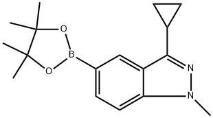 3-Cyclopropyl-1-methyl-5-(4,4,5,5-tetramethyl-1,3,2-dioxaborolan-2-yl)-1H-indazole 化学構造式