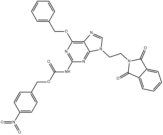 (6-(苄氧基)-9-(2-(1,3-二氧代异二氢吲哚-2-基)乙基)-9H-嘌呤-2-基)氨基甲酸4-硝基苄基酯 结构式