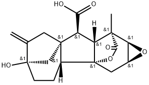 2β,3β-Epoxy-4aα,7-dihydroxy-1β-methyl-8-methylenegibbane-1α,10β-dicarboxylic acid 1,4a-lactone Struktur