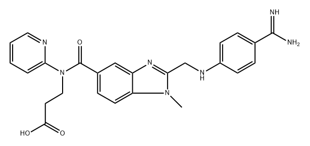 β-Alanine, N-[[2-[[[4-(aminoiminomethyl)phenyl]amino]methyl]-1-methyl-1H-benzimidazol-5-yl]carbonyl]-N-2-pyridinyl-, labeled with tritium 化学構造式