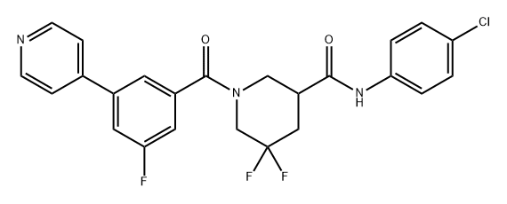 N-(4-chlorophenyl)-5,5-difluoro-1-[3-fluoro-5-(pyri
din-4-yl)benzoyl]piperidine-3-carboxamide 化学構造式