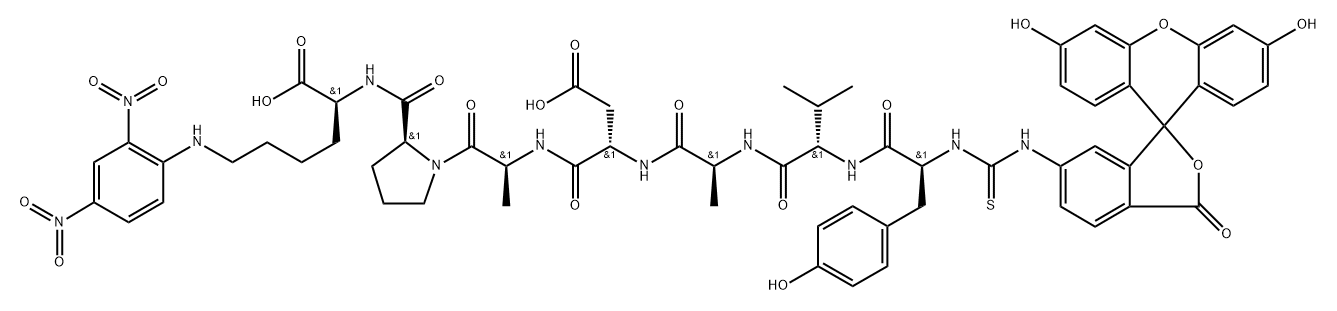 FITC-Tyr-Val-Ala-Asp-Ala-Pro-Lys(Dnp)-OH (Contains FITC isomer I) Structure