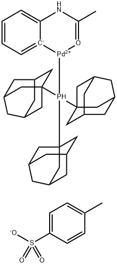 Palladium(1+), [2-[(acetyl-κO)amino]phenyl-κC][tris(tricyclo[3.3.1.13,7]dec-1-yl)phosphine]-, 4-methylbenzenesulfonate (1:1) Struktur