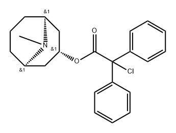 α-クロロ-α,α-ジフェニル酢酸(1β,5β)-9-メチル-9-アザビシクロ[3.3.1]ノナン-3β-イル 化学構造式