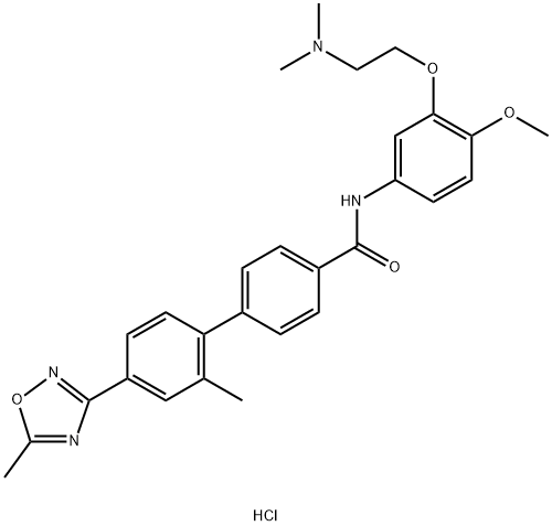 N-[3-[3-(Dimethylamino)ethoxy]-4-methoxyphenyl]-2'-methyl-4'-(5-methyl-1,2,4-oxadiazol-3-yl)-[1,1'-biphenyl]-4-carboxamide hydrochloride                       PFI-3 Struktur