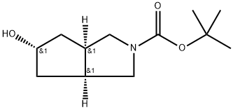 Cyclopenta[c]pyrrole-2(1H)-carboxylic acid, hexahydro-5-hydroxy-, 1,1-dimethylethyl ester, (3aα,5α,6aα) 化学構造式