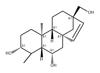 17-Nor-8β,13β-kaur-15-ene-3α,6α-diol, 13-(hydroxymethyl)-, (+)- (8CI),19427-54-4,结构式