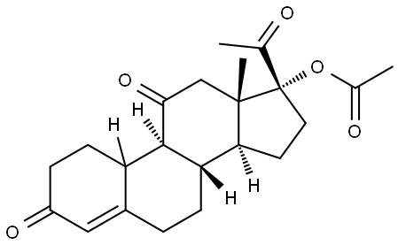 rac-(8S,9S,13R,14S,17S)-17-acetyl-13-methyl-3,11-dioxo-2,3,6,7,8,9,10,11,12,13,14,15,16,17-tetradecahydro-1H-cyclopenta[a]phenanthren-17-yl acetate Struktur