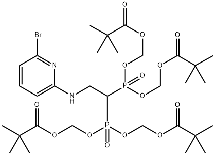 Propanoic acid, 2,2-dimethyl-, 1,1′,1′′,1′′′-[[2-[(6-bromo-2-pyridinyl)amino]eth… Structure