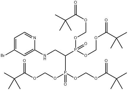 Propanoic acid, 2,2-dimethyl-, 1,1′,1′′,1′′′-[[2-[(4-bromo-2-pyridinyl)amino]eth… 结构式