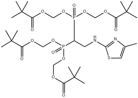 PROPANOIC ACID, 2,2-DIMETHYL-, 1,1′,1′′,1′′′-[[2-[(4-METHYL-2-THIAZOLYL)AMINO]ETHYLIDENE]BIS[PHOSPHI,1950648-24-4,结构式