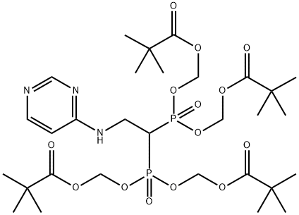 Propanoic acid, 2,2-dimethyl-, 1,1′,1′′,1′′′-[[2-(4-pyrimidinylamino)ethylidene]… Structure