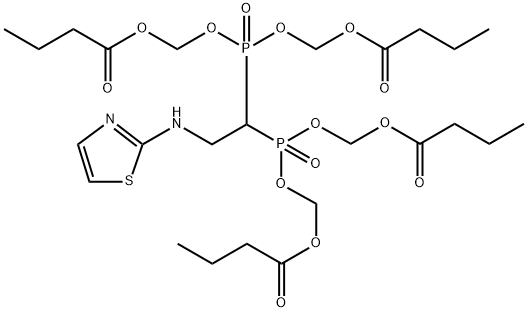 BUTANOIC ACID, 1,1′,1′′,1′′′-[[2-(2-THIAZOLYLAMINO)ETHYLIDENE]BIS[PHOSPHINYLIDYNEBIS(OXYMETHYLENE)]], 1950648-34-6, 结构式