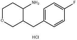 3-(4-Fluorobenzyl)tetrahydro-2H-pyran-4-amine hydrochloride Struktur