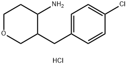 3-(4-Chlorobenzyl)tetrahydro-2H-pyran-4-amine hydrochloride Structure