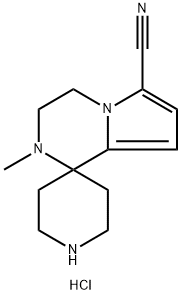 2''-Methyl-3'',4''-dihydro-2''H-spiro[piperidine-4,1''-pyrrolo[1,2-a]pyrazine]-6''-carbonitrile hydrochloride Struktur