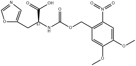 5-Oxazolepropanoic acid, α-[[[(4,5-dimethoxy-2-nitrophenyl)methoxy]carbonyl]amino]-, (αS)- 化学構造式