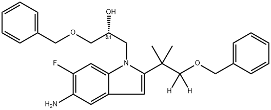 1H-Indole-1-ethanol, 5-amino-2-[1,1-dimethyl-2-(phenylmethoxy)ethyl-2,2-d2]-6-fluoro-α-[(phenylmethoxy)methyl]-, (αR)- Structure