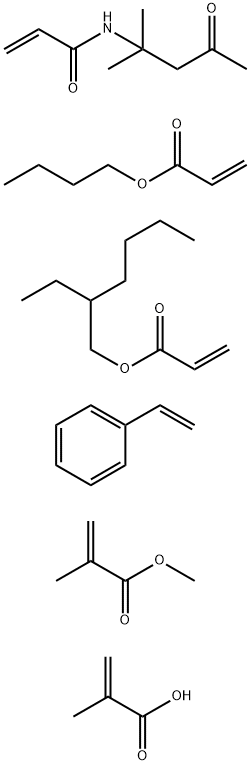 2-Methyl-2-propenoic acid polymer with butyl 2-propenoate, N-(1,1-dimethyl-3-oxobutyl)-2-propenamide, ethenylbenzene, 2-ethylhexyl 2-propenoate and methyl 2-methyl-2-propenoate Structure