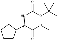 (S)-2-((叔丁氧基羰基)氨基)-2-环戊基乙酸甲酯,196206-09-4,结构式
