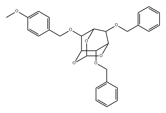 D-myo-Inositol, 4-O-(4-methoxyphenyl)methyl-1,3,5-O-methylidyne-2,6-bis-O-(phenylmethyl)- Struktur