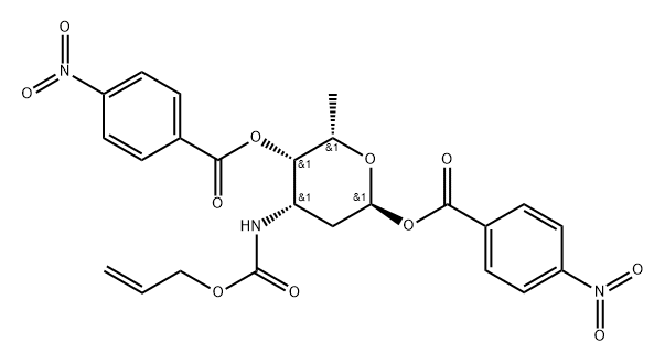 2,3,6-Trideoxy-3-[[(2-propenyloxy)carbonyl]amino]-alpha-L-lyxo-hexopyranose 1,4-bis(4-nitrobenzoate) Structure