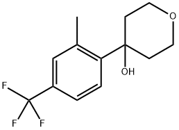 4-(2-methyl-4-(trifluoromethyl)phenyl)tetrahydro-2H-pyran-4-ol 化学構造式
