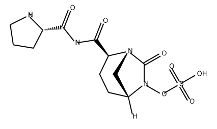 (1R,2S,5R)-2-((L-prolyl)carbamoyl)-7-oxo-1,6-diazabicyclo[3.2.1]octan-6-yl hydrogen sulfate Struktur