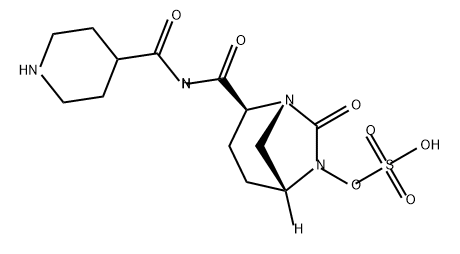 (1R,2S,5R)-7-oxo-2-((piperidine-4-carbonyl)carbamoyl)-1,6-diazabicyclo[3.2.1]octan-6-yl hydrogen sulfate Structure